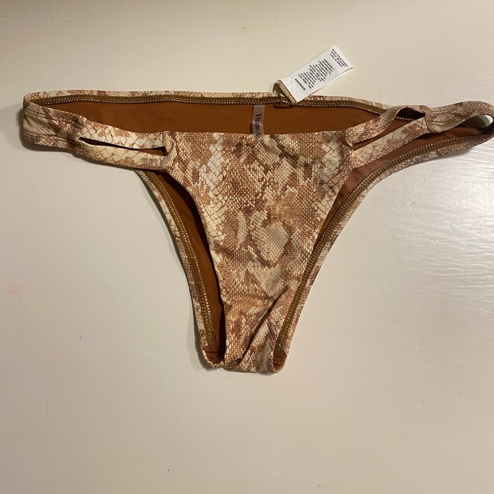 Vitamin A Snakeskin Neutra Hipster Bikini Bottom
